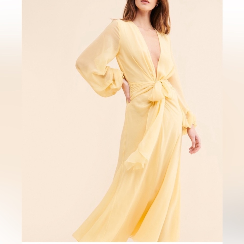 Ronny Kobo Collection Yellow Wrap Maxi Dress size small
